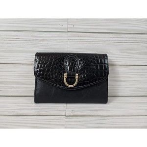 Vintage Roger Gimbel Wallet Clutch Zip Coin Black 5.5 X 4.25 Pockets Snap Close